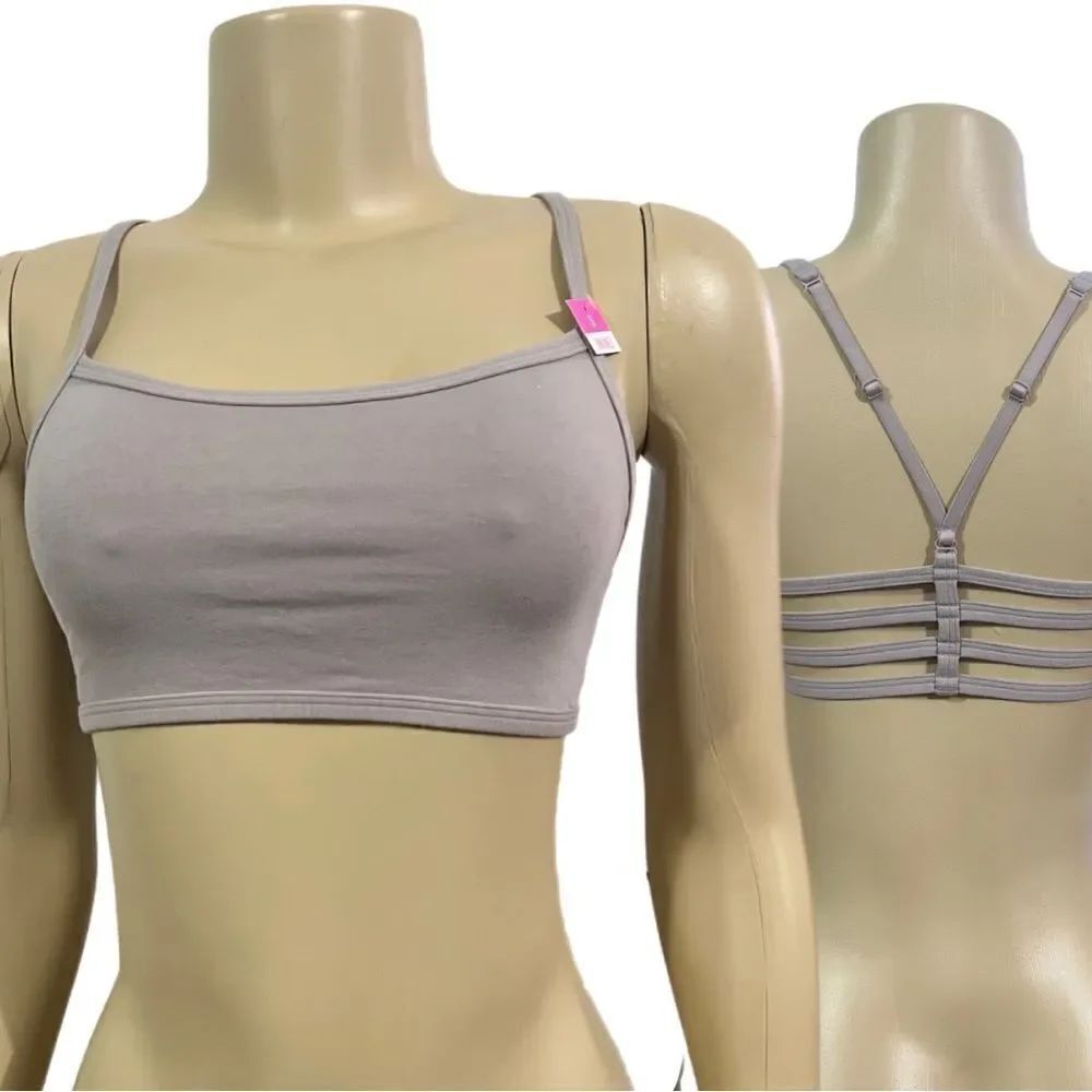 Victoria’s Secret Pink cotton Unlined Strappy bralette bra Tan Medium